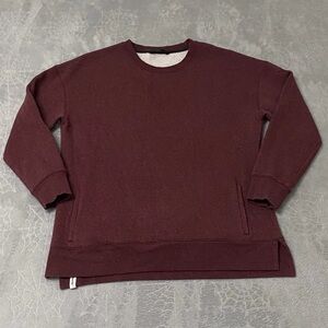Moosejaw Pullover Sweatshirt Womens L Burgundy Crew Neck Pockets Loungewear Cozy